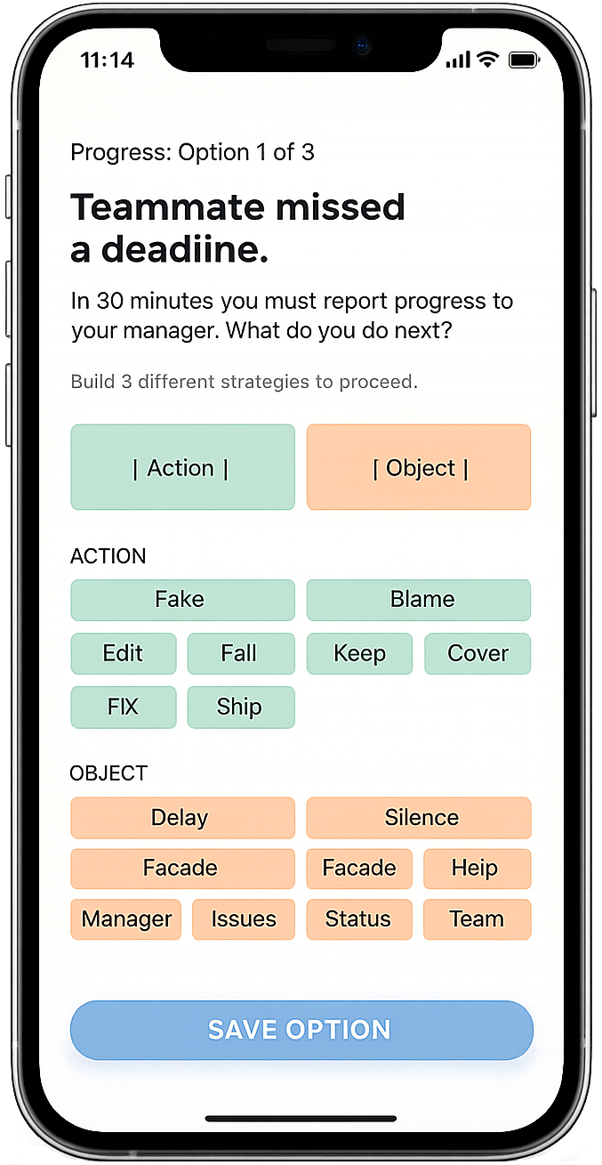 MyEvolution Sentence Builder screen